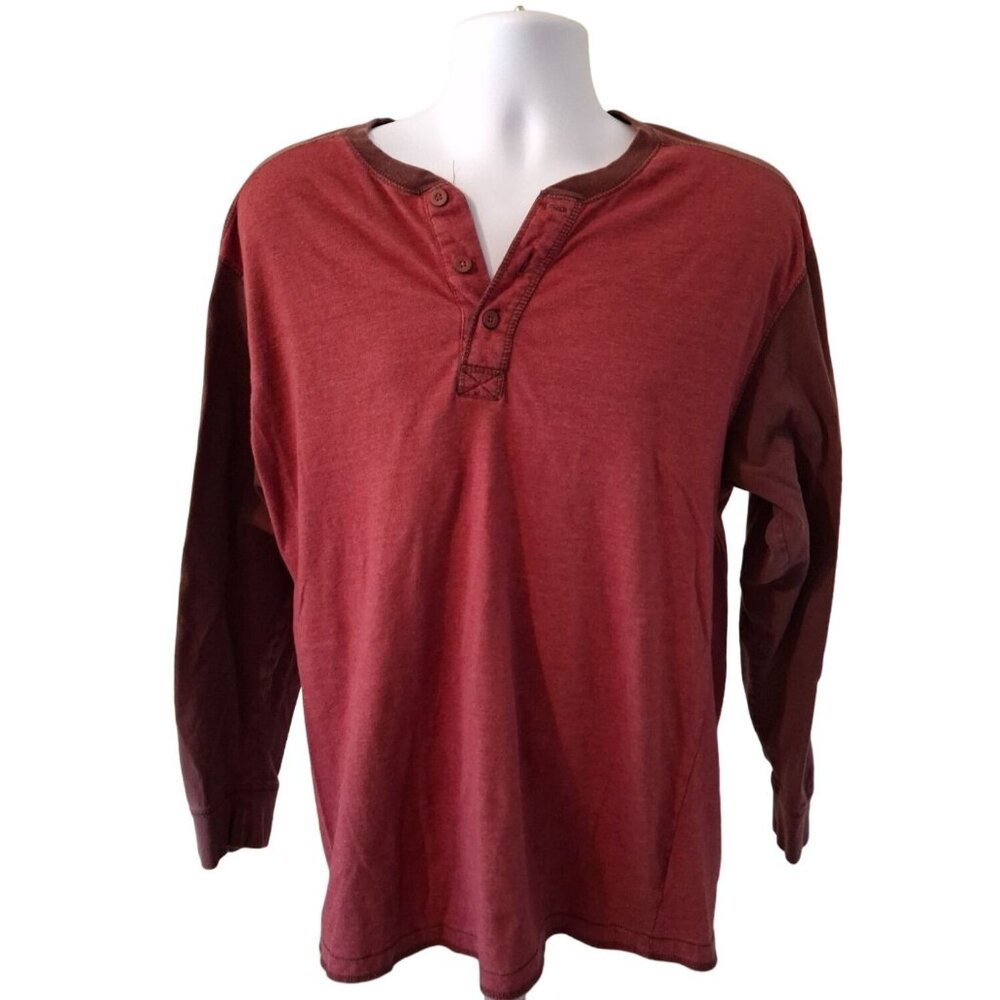 Red Head Henley Shirt Mens L Maroon Long Sleeve Outdoor Casual Gorpcore